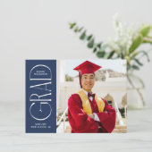 Navy Modern Minimalistisch Afstuderen Kaart (Staand voorkant)