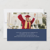 Navy Modern Minimalistisch Afstuderen Kaart (Achterkant)