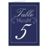 Navy Modern Swirl Wedding Table Nummerkaarten (Voorkant)