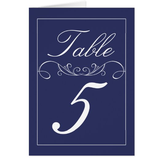Navy Modern Swirl Wedding Table Nummerkaarten (Voorkant)