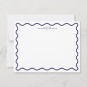 Navy Modern Wavy Border Note Card Kaart (Voorkant)