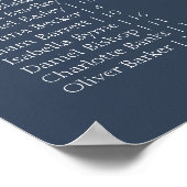Navy Modern Wedding Alphabetical Seating Chart Poster (Hoek)