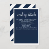 Navy Modern Wedding Details Enclosure-kaarten Informatiekaartje (Voorkant / Achterkant)