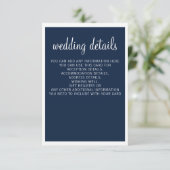 Navy Modern Wedding Details Enclosure-kaarten Informatiekaartje (Staand voorkant)