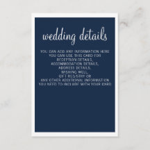 Navy Modern Wedding Details Enclosure-kaarten