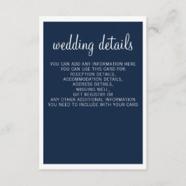 Navy Modern Wedding Details Enclosure-kaarten Informatiekaartje