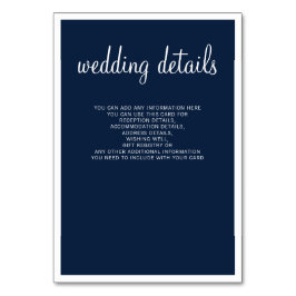 Navy Modern Wedding Details Enclosure-kaarten Kaart