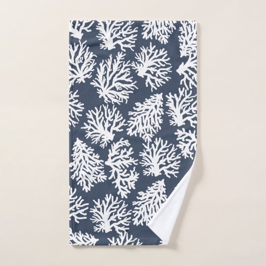Navy Modern White Beach koraalriffen Bad Handdoek (Handdoek)