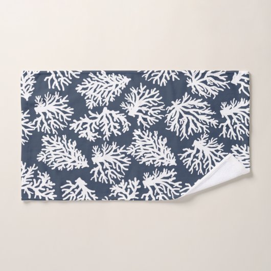 Navy Modern White Beach koraalriffen Bad Handdoek (Handdoek)