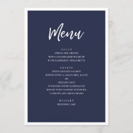 Navy moderne bruiloft diner. Eenvoudig minimalisti Menu