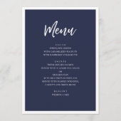 Navy moderne bruiloft diner. Eenvoudig minimalisti Menu (Voorkant)