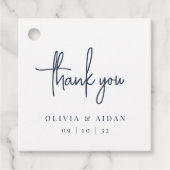 Navy | Moderne handgeschreven bruiloft met handsch Bedankjes Labels (Voorkant)