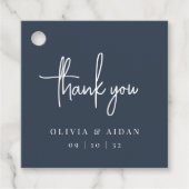 Navy | Moderne handgeschreven bruiloft met handsch Bedankjes Labels (Voorkant)
