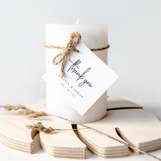 Navy | Moderne handgeschreven bruiloft met handsch Bedankjes Labels