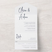 Navy | Moderne handgeschreven bruiloft voor script All In One Uitnodiging (Binnen)