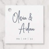 Navy | Moderne handgeschreven bruiloft voor script Bedankjes Labels (Voorkant)