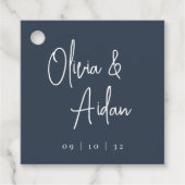 Navy | Moderne handgeschreven bruiloft voor script Bedankjes Labels (Voorkant)