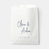 Navy | Moderne handgeschreven bruiloft voor script Bedankzakje (Voorkant)