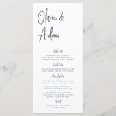 Navy | Moderne handgeschreven bruiloft voor script Menu (Voorkant)