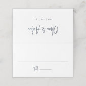 Navy | Moderne handgeschreven bruiloft voor script Plaatskaartje (Buitenkant ongevouwen)