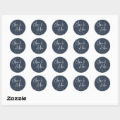 Navy | Moderne handgeschreven bruiloft voor script Ronde Sticker (Vel)