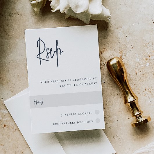 Navy | Moderne handgeschreven bruiloft voor script RSVP Kaartje