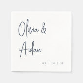 Navy | Moderne handgeschreven bruiloft voor script Servet (Voorkant)