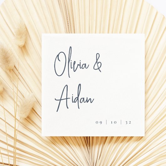 Navy | Moderne handgeschreven bruiloft voor script Servet