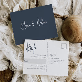 Navy | Moderne handgeschreven RSVP-verbinding voor Briefkaart
