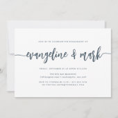 Navy | Moderne Manuscript Engagement Party van de  Kaart (Voorkant)