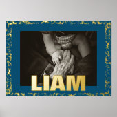 NAVY Moderne Vette TEKST GOLD SPECKLE LIJST FOTO Folie Afdrukken (Voorkant)