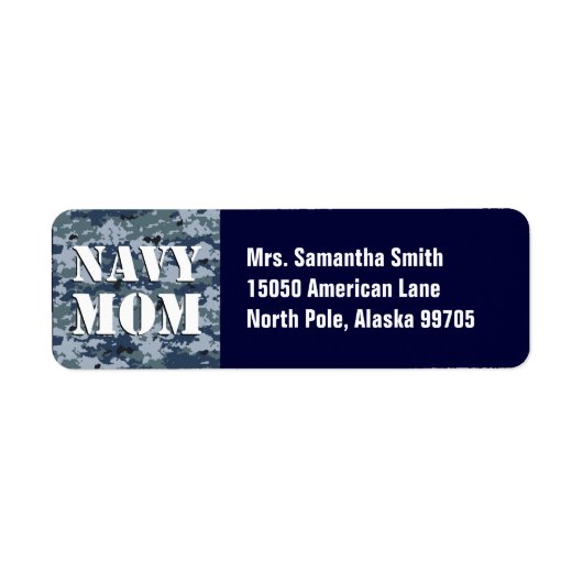 Navy Mom Blauwe Camouflage Etiket (Voorkant)