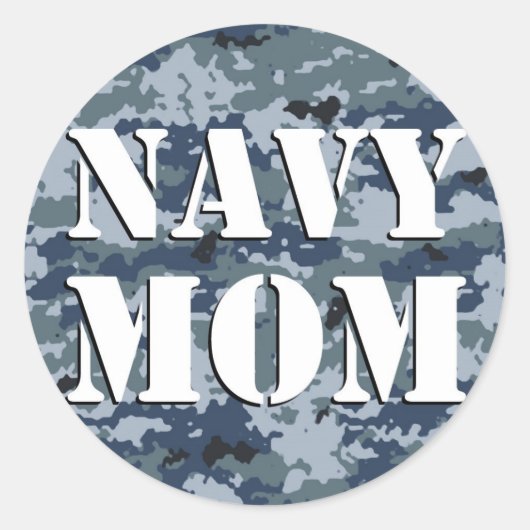 Navy Mom Camouflage Rond Ronde Sticker (Voorkant)