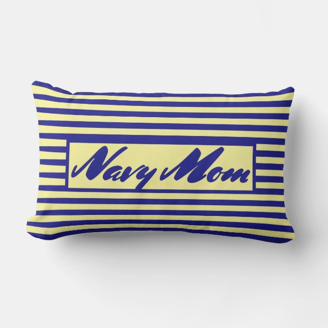 Navy Mom Moederdag Gifts Decor Geel Blauw Buitenkussen (Voorkant)