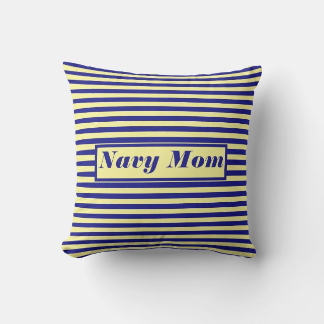 Navy Mom Moederdag Gifts Decor Geel Blauw Buitenkussen (Voorkant)