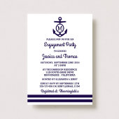 Navy Monogram Anchor Nautical Engagement Party Kaart