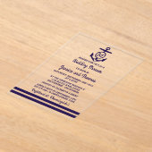 Navy Monogram Anchor Nautical Wedding Shower Acryl Uitnodigingen (Laagn)