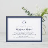 Navy Monogram Anchor Rehearsal Dinner Invitation Kaart (Staand voorkant)