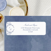 Navy Monogram Elegant Wedding Return Adres Label