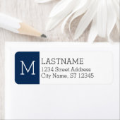 Navy Monogram en Aangepaste naam - Retouradres Etiket (Insitu)