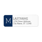 Navy Monogram en Aangepaste naam - Retouradres Etiket (Voorkant)