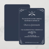 Navy Monogram en Arrows Vrijgezellenfeest Kaart (Voorkant / Achterkant)