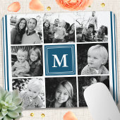 Navy Monogram Familie Foto Collage Muismat