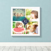Navy Monogram Foto Collage Canvas Afdruk (Insitu (Houten vloer))