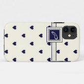 Navy Monogram Heart iPhone Case (Achterkant (horizontaal))