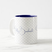 Navy Monogram Initiaal Script Classic Bold Tweekleurige Koffiemok (Voorkant links)