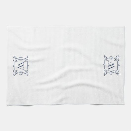 Navy | Monogram  Lijst Theedoek (Horizontaal)