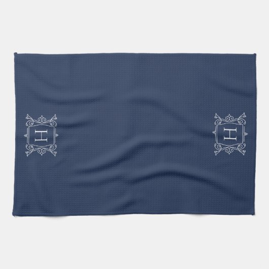 Navy | Monogram  Lijst Theedoek (Horizontaal)