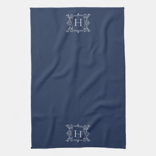 Navy | Monogram  Lijst Theedoek (Verticaal)