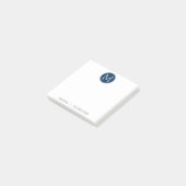 Navy Monogram met naam en contactnummer Post-it® Notes (Schuin)